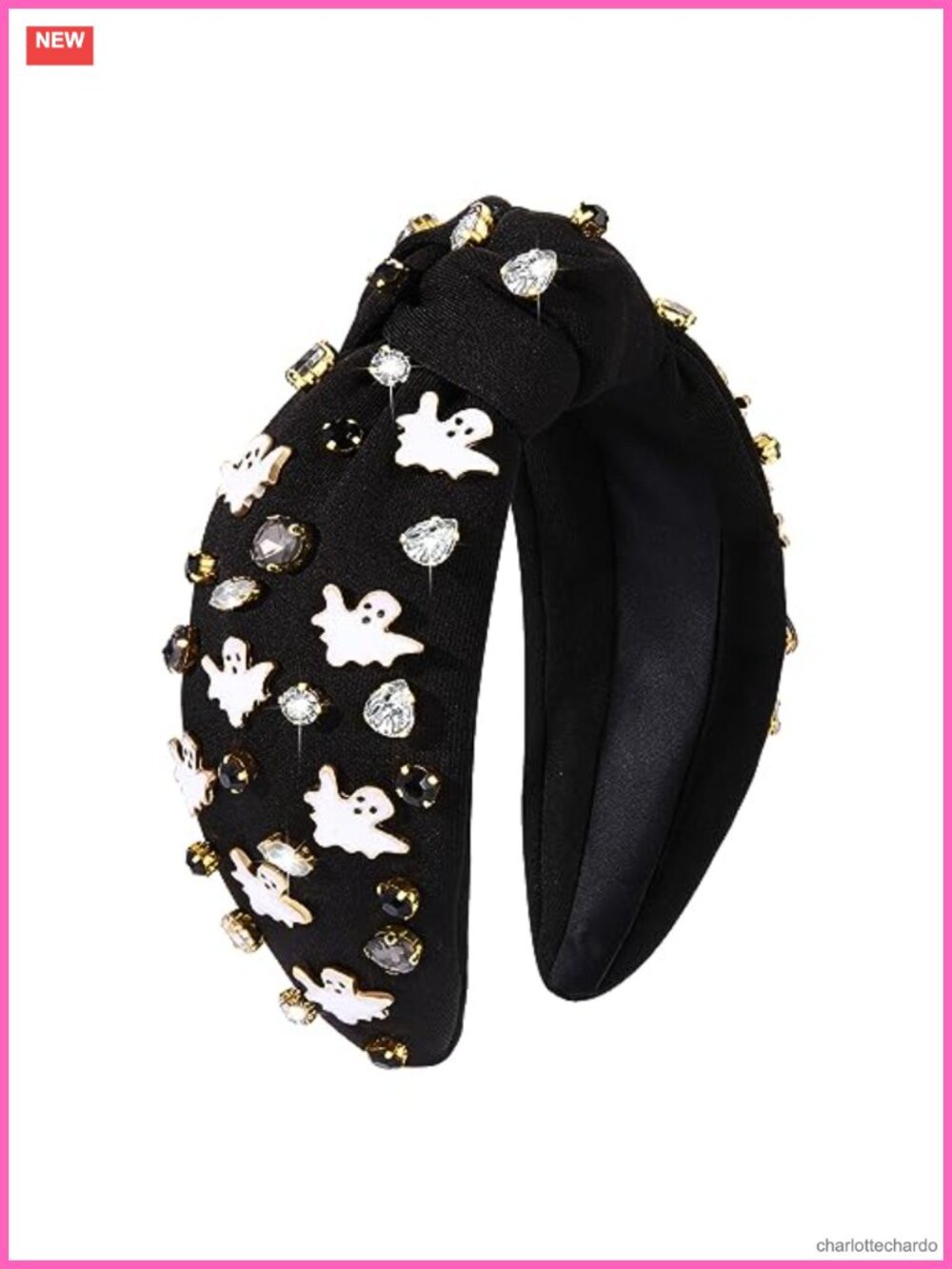 Gothic Knotted Headband Rhinestone Pearl Top Knot Hair Accessory Costume Party